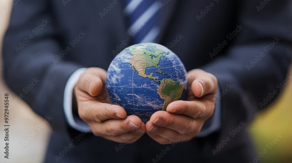 Businessman Holding Globe In Hands Businessman Holding Globe In Hands