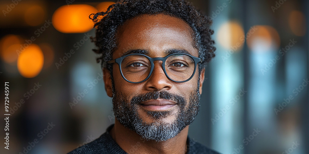 Portrait of an attractive dark-skinned man wearing glasses Portrait of an attractive dark-skinned man wearing glasses