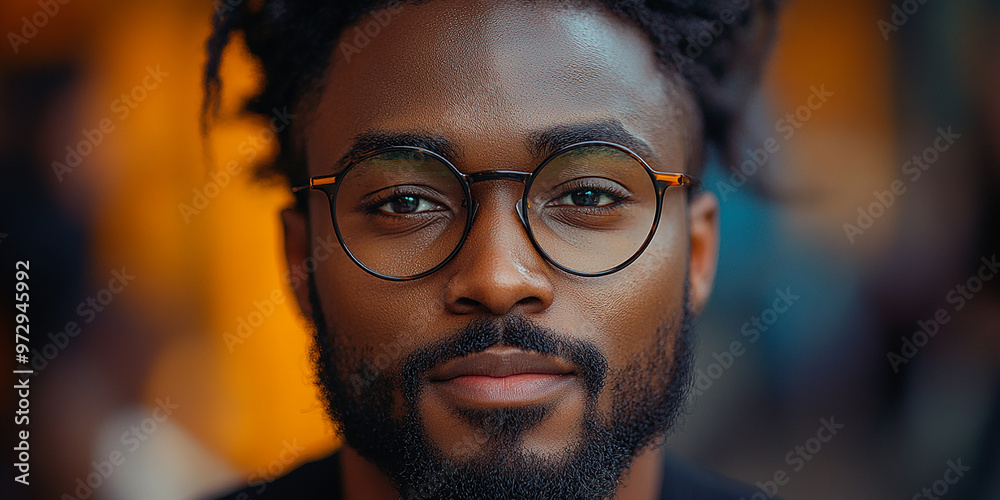 Portrait of an attractive dark-skinned man wearing glasses Portrait of an attractive dark-skinned man wearing glasses