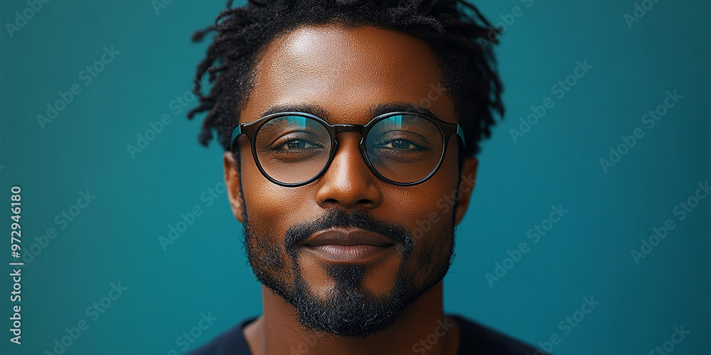 Obraz premium Portrait of an attractive dark-skinned man wearing glasses