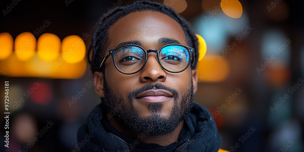 Portrait of an attractive dark-skinned man wearing glasses Portrait of an attractive dark-skinned man wearing glasses