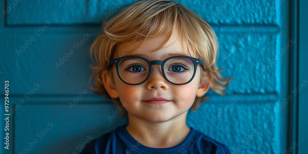 Portrait of a cute little boy with glasses