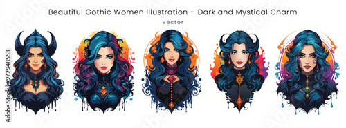 Colorful Portraits of Gothic Women with Mystical Symbols