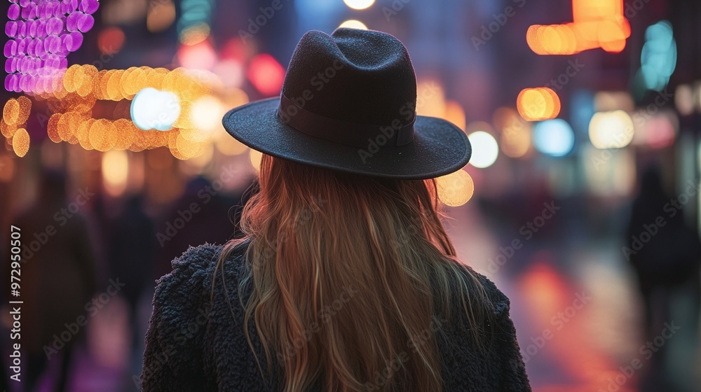 the allure of the night city captured through the lens of a woman walking alone, highlighting the tranquil yet vibrant atmosphere the allure of the night city captured through the lens of a woman walking alone, highlighting the tranquil yet vibrant atmosphere