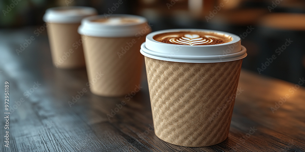 Photo of a hot coffee in a paper cup Photo of a hot coffee in a paper cup