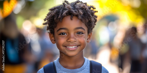 Portrait of a black school child looking into the camera