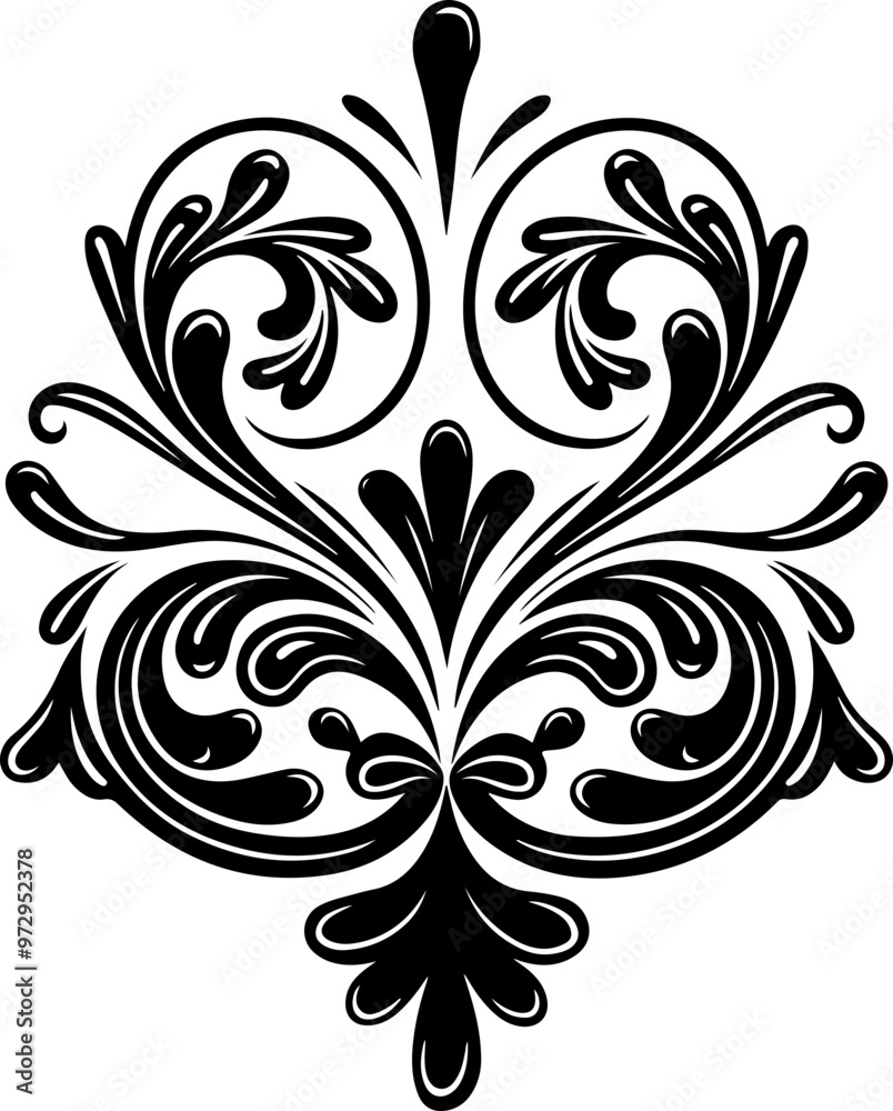 Elegant Black and White Floral Ornament Design Elegant Black and White Floral Ornament Design