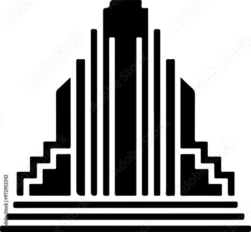 Art Deco Building Facade in Bold Black Design