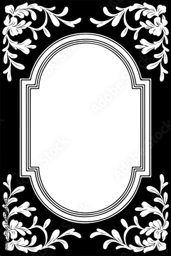 Elegant Black and White Floral Frame Design photo