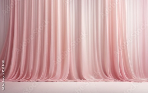 Elegant Stage with Soft Pink Draped Curtain and Dreamy Atmospher