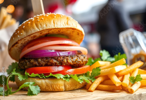 Burger and Fries photo