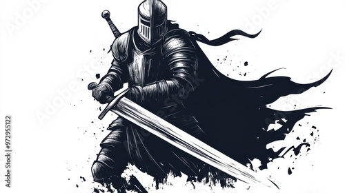 knight illustration vector on white background.