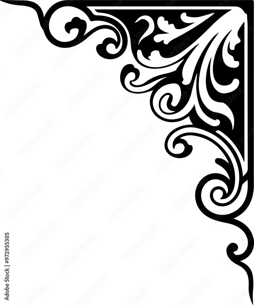 Elegant Black Floral Corner Decorative Design Elegant Black Floral Corner Decorative Design