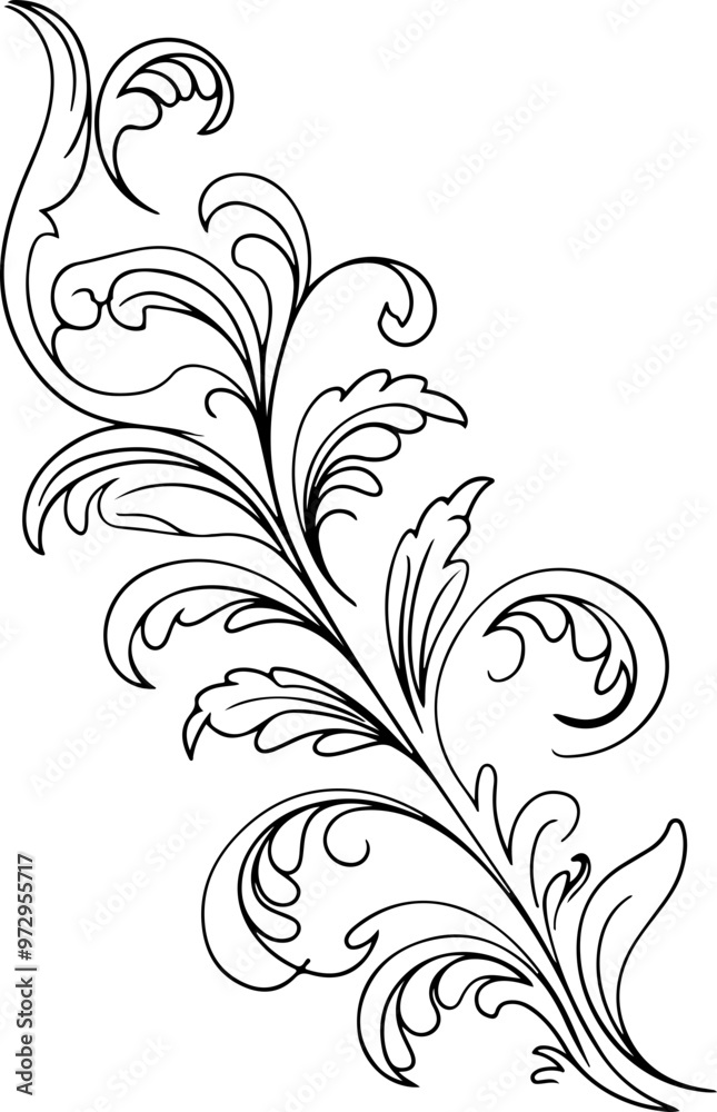 Elegant Floral Vector Illustration with Graceful Swirls Elegant Floral Vector Illustration with Graceful Swirls