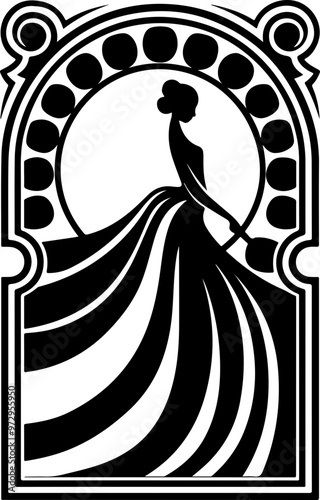 Elegant Vector Dress Silhouette in Black and White