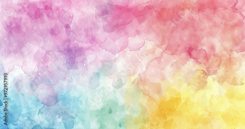 A vibrant watercolor background featuring a gradient of pink, purple, blue, and yellow hues, perfect for creative projects.