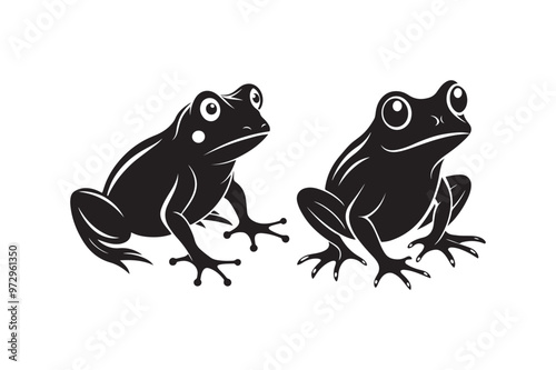 Frog silhouette vector illustration, Frog silhouette vector, Frog silhouette 