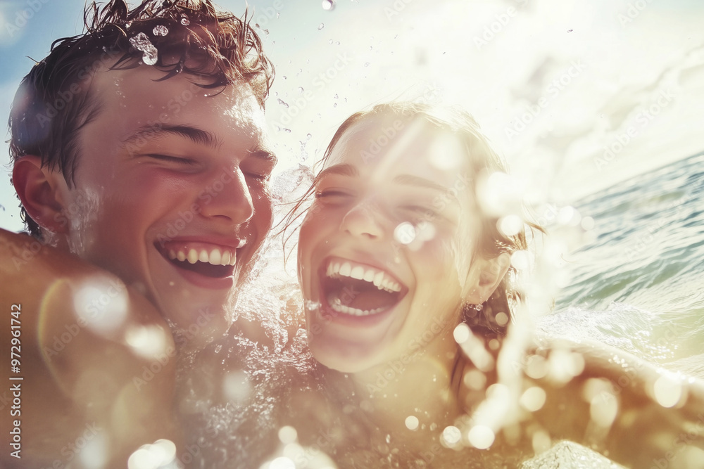 Cheerful and happy guy and girl are swimming. Cheerful and happy guy and girl are swimming.