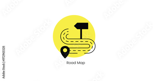 Road Map Navigation and Route Planning Vector Icon