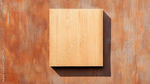 A wooden box is sitting on a wall