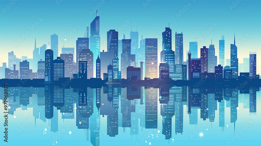 Fototapeta premium city skyline smog filled smoke pollution