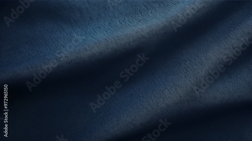 Navy Blue Dark Colored Background Wallpaper Luxurious Fabric Flowing Elegantly Abstract Presentation Slides Template Pattern Plain Solid Color Beautiful Gradient Illustration with Copy Space 16:9