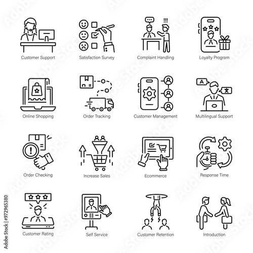 Handy Collection of Customer Service Line Icons 