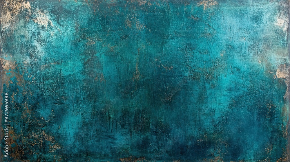 Obraz premium Abstract Teal and Gold Painted Surface