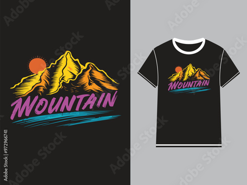 Mountain Retro Vintage with Typography T-Shirt Design.