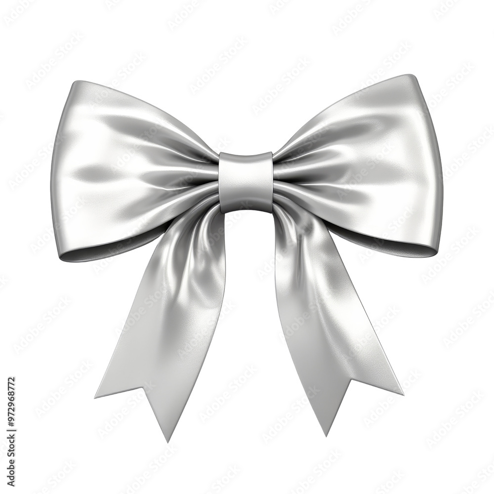 Elegant Silver Bow with Soft Twists and Flowing Tails. Elegant Silver Bow with Soft Twists and Flowing Tails.