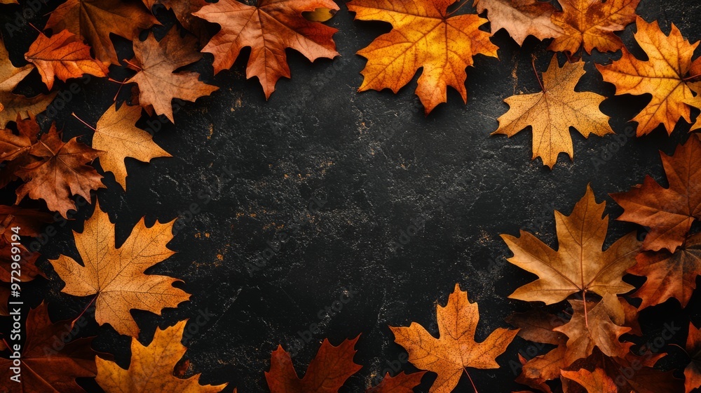 Autumn leaves background with copy space