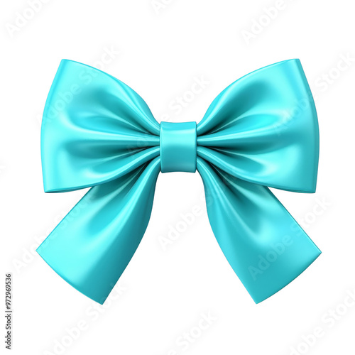 Shiny Turquoise Bow with Elegant Loops and Ribbon Tails photo