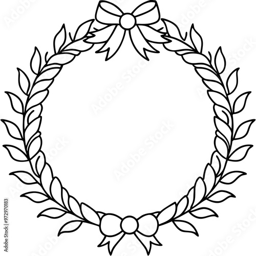 decorated wreath outline coloring book page line art drawing