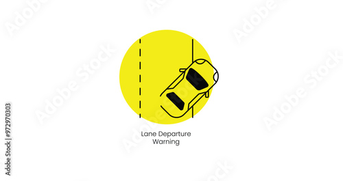 Lane Departure Warning System Vector Icon for Safety