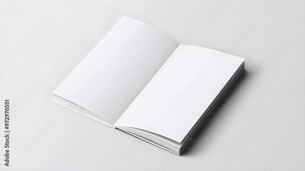 Blank A4 photorealistic brochure mockup on light grey background Blank A4 photorealistic brochure mockup on light grey background
