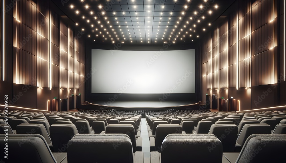 Fototapeta premium modern cinema with blank screen – Generative AI