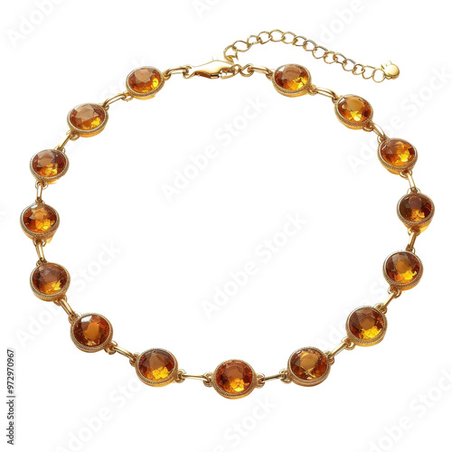 Elegant Amber Necklace with Round Beads on Gold Chain Design