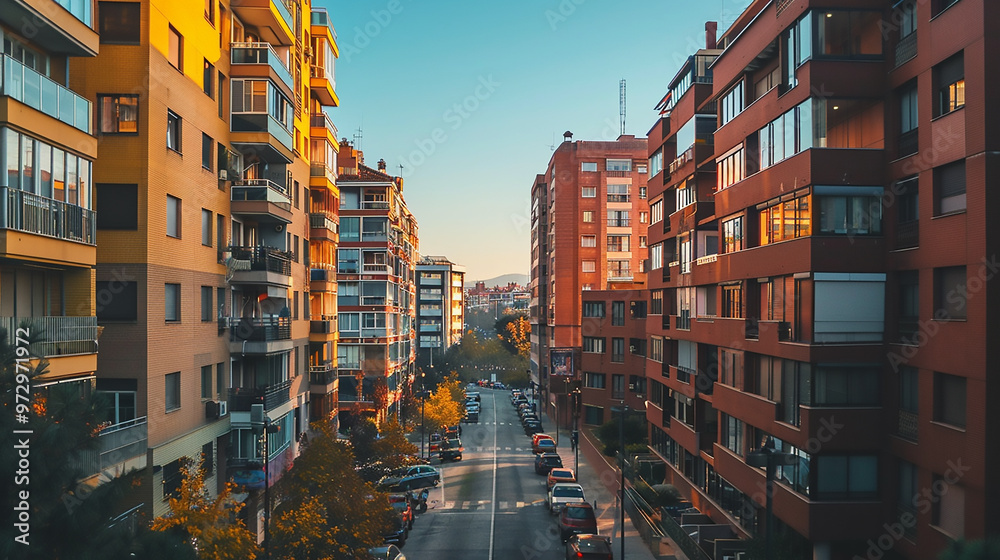 Fototapeta premium with a bench in the middle, perfect for use in urban-themed designs Lush Landscaping