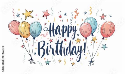 Colorful Balloons and Confetti Celebrate a Joyful Happy Birthday Theme