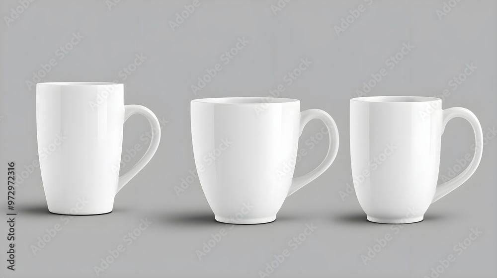 Fototapeta premium Classic white mug mockup set from different angles
