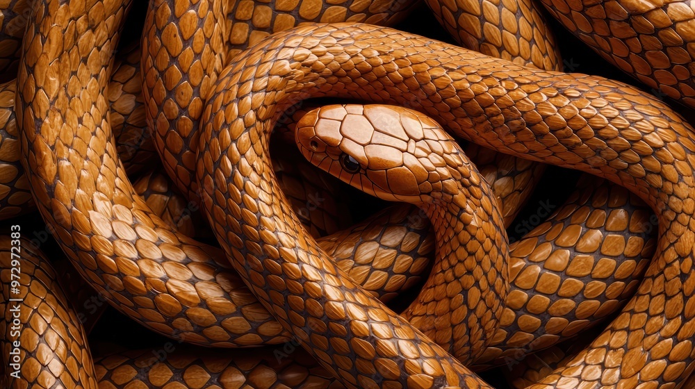 Fototapeta premium A snake is curled up in a spiral