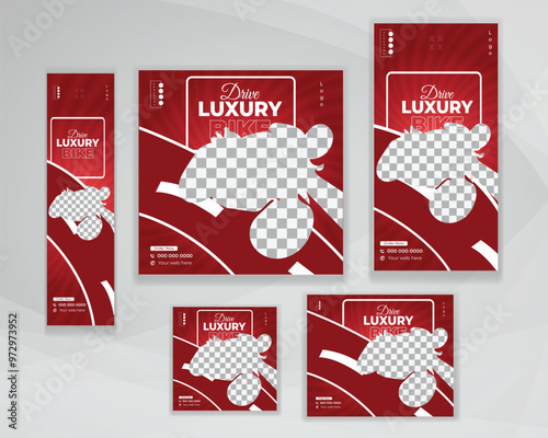 Modern Web Banner set design for luxury Bike sale . Vector and editable layout Template . 