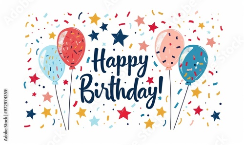 Colorful Birthday Celebration With Balloons and Confetti in Festive Atmosphere