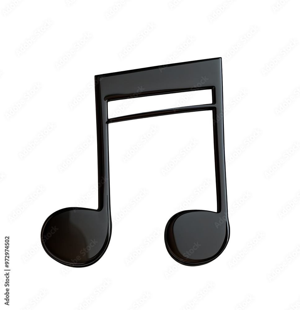 A shiny black music note symbol, isolated over a transparent background. PNG A shiny black music note symbol, isolated over a transparent background. PNG