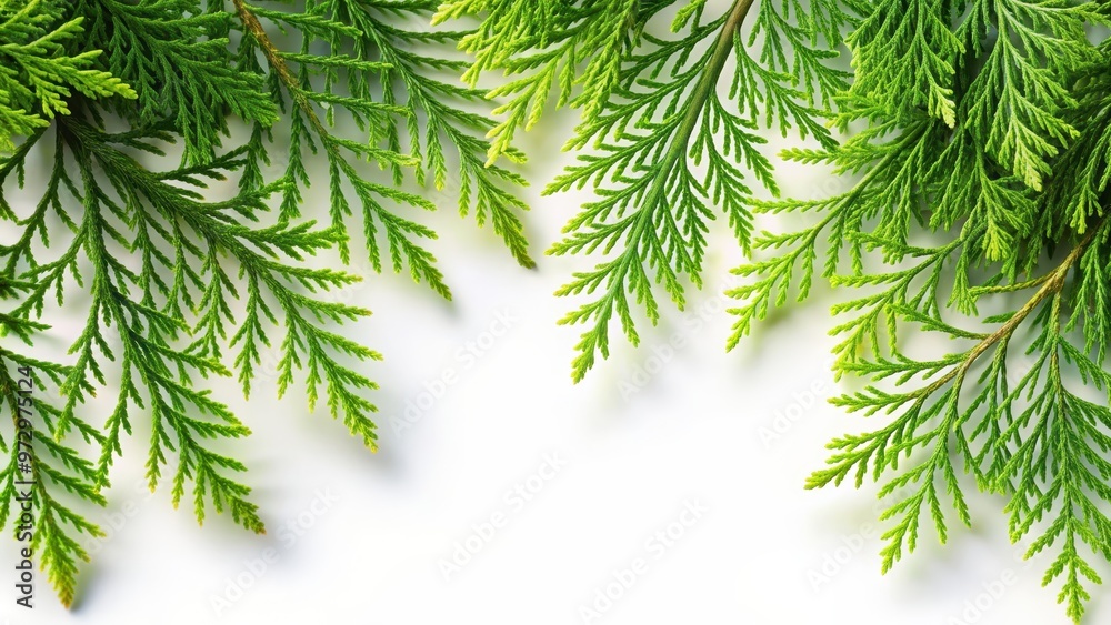Fototapeta premium Fresh cypress tree branches texture with Mediterranean fir leaves , green, nature, leafy, foliage, branches, texture