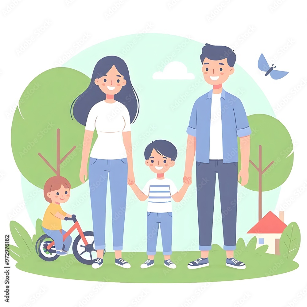 Happy family together flat design illustration Happy family together flat design illustration