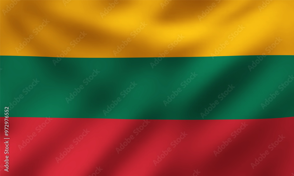 Waving National Flag of Lithuania, Vector Illustration Waving National Flag of Lithuania, Vector Illustration
