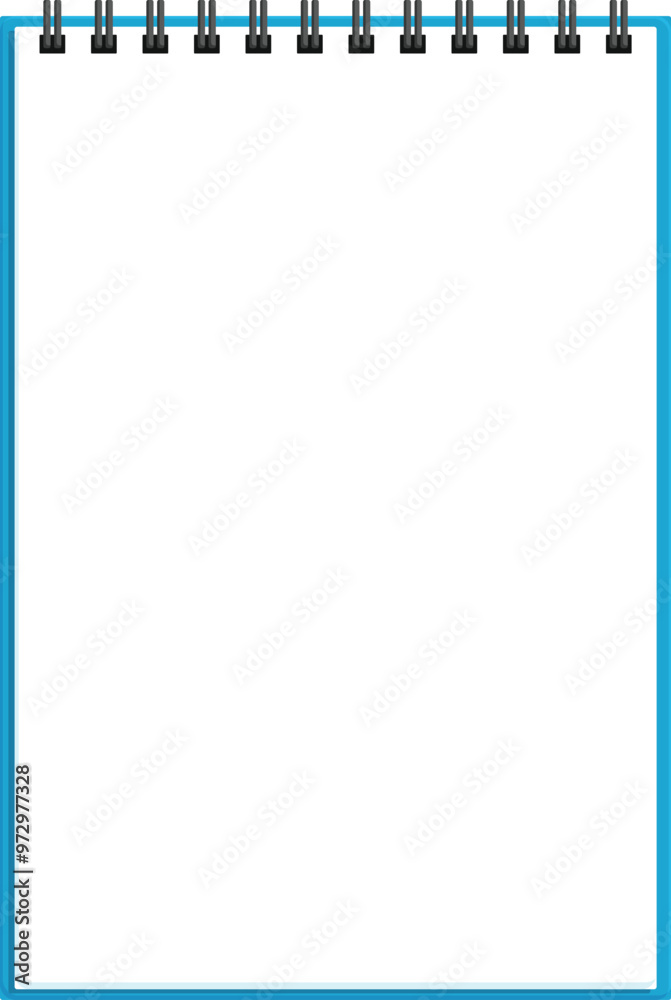 Blue spiral notepad with blank pages is isolated on white background ready for your message