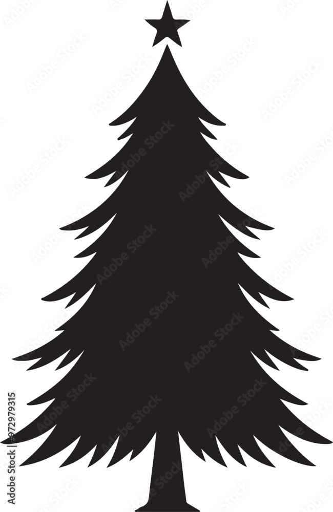 Fototapeta premium Christmas tree silhouettes vector on white background. Christmas tree illustration