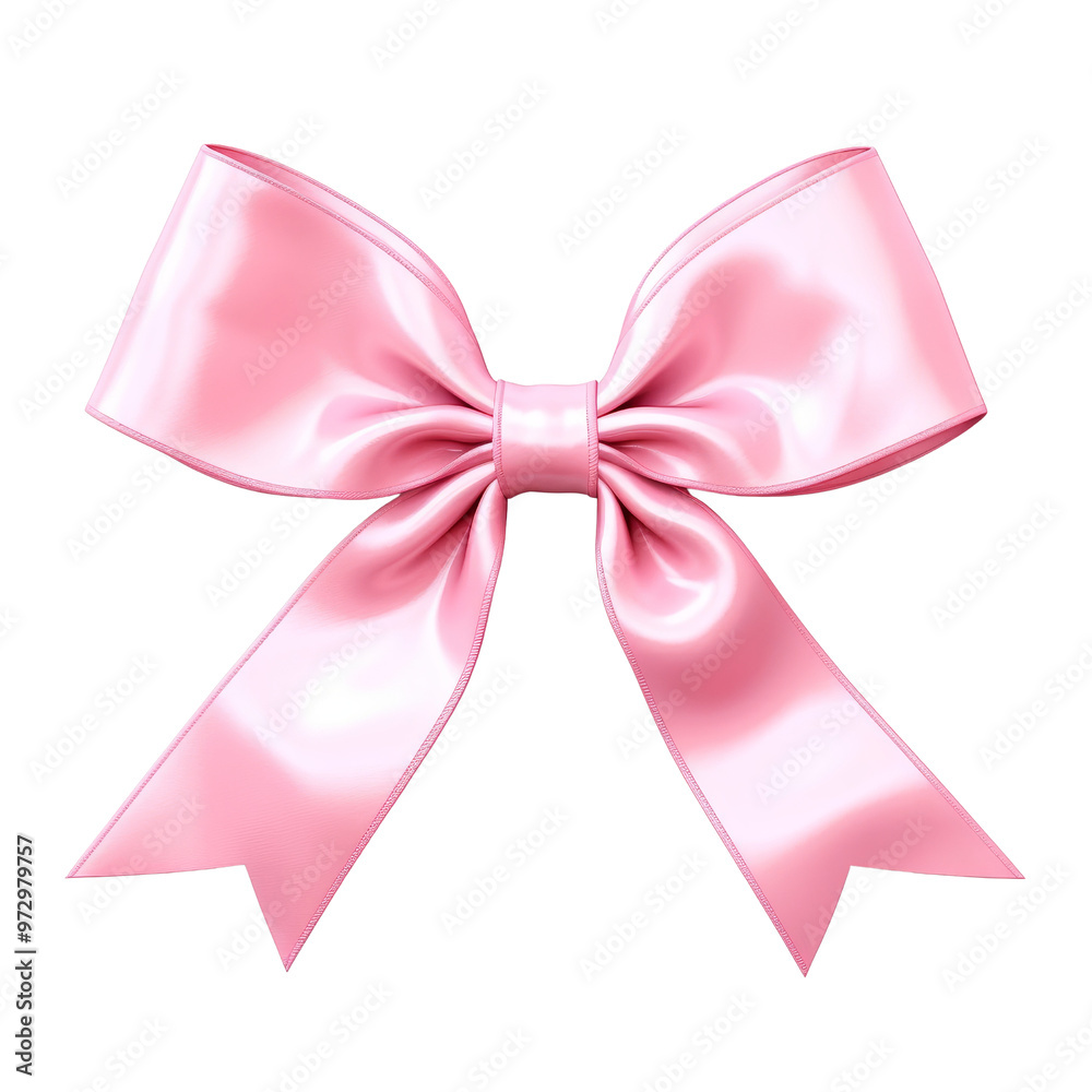 Elegant Pink Satin Bow with Curved Ribbons and Shiny Texture Elegant Pink Satin Bow with Curved Ribbons and Shiny Texture